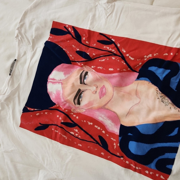 Zara oversized white print tee Size M - Picture 7 of 7